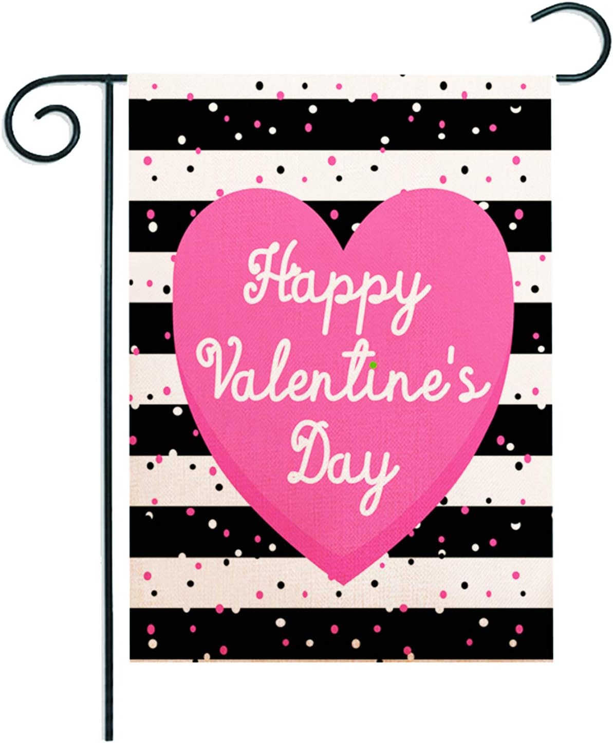 ZUEXT 12.5x18 Inch Happy Valentine's Day Garden Flag with Pink Candy Heart,Vertical Double Sized Burlap Love House Flag,Welcome Outdoor Yard Flag Decoration, Anniversary Wedding Housewarming Gift