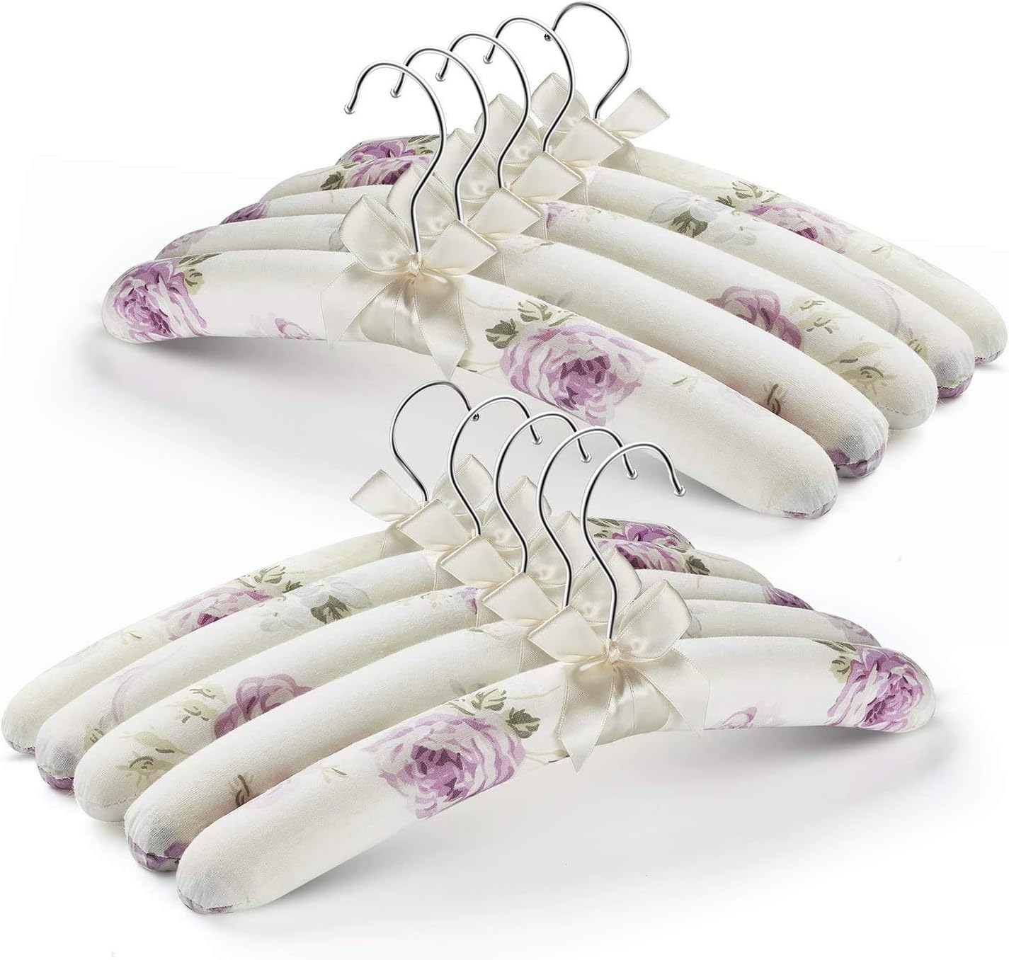 TBMax Padded Hangers Pack of 10 Fabric Coat Hangers Non Slip Satin