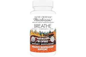 Host Defense Breathe* Capsules - Immune & Respiratory Support Mushroom Supplement - Herbal Lung Health Supplement with Chaga, Reishi & Cordyceps - 60 Capsules (30 Servings)*