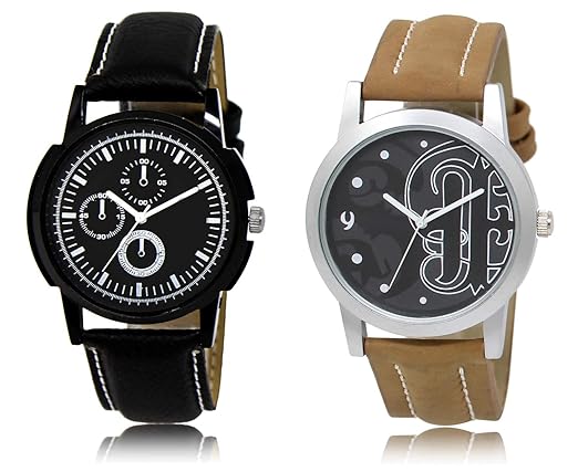 Analogue Black Dial Mens & Boys Stylish Combo of 2 Watch -LR13_14