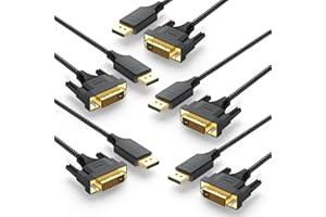 DteeDck DisplayPort to DVI Cable 6ft 5 Pack, DP Display Port to DVI D Cable Adapter Male to Male Cord for Monitor Desktop Laptop Projector HDTV