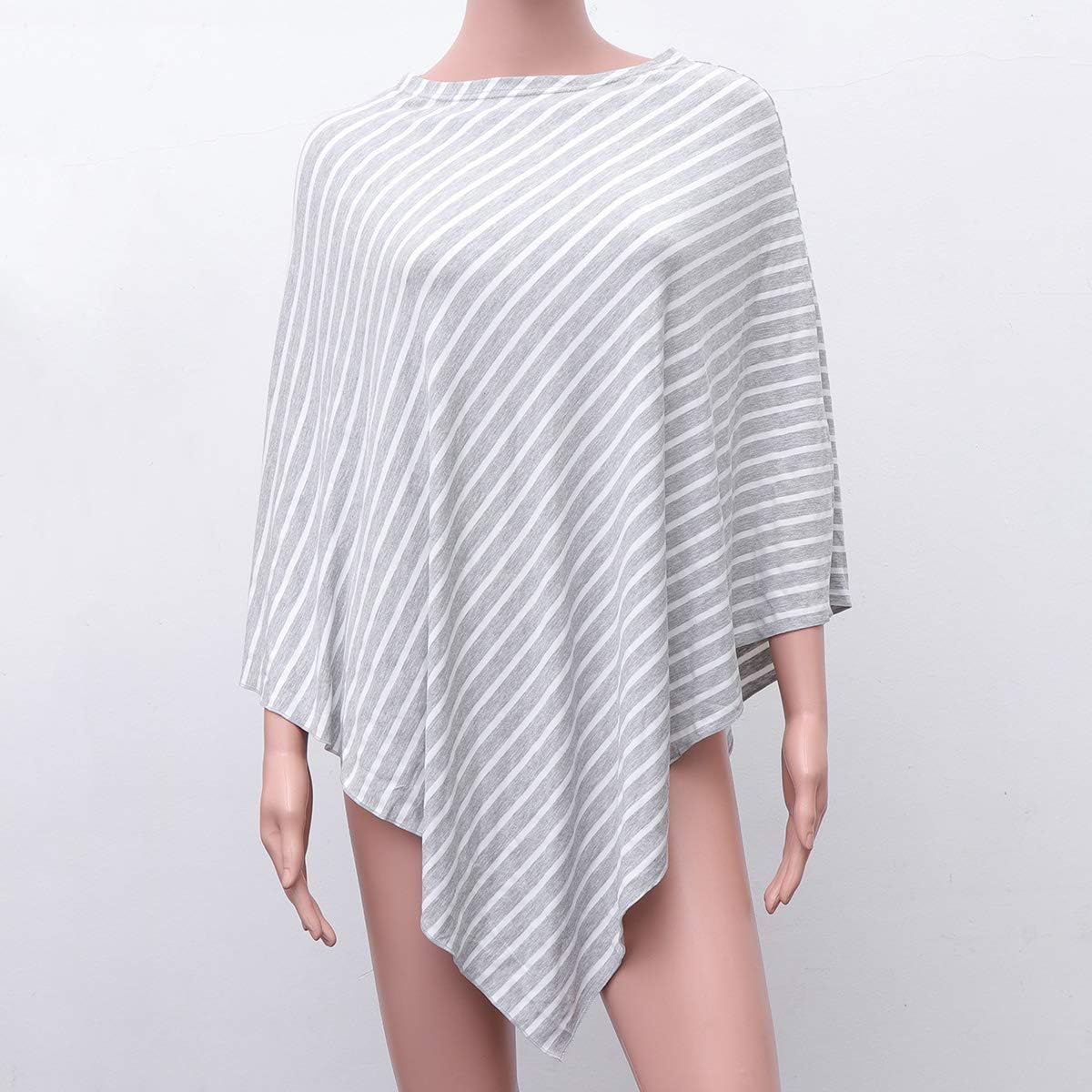 NUOBESTY Baby Cover Poncho Striped Triangle Breastfeeding Scarf Shopping Cart Cover Stroller Cover Canopy Protection Blanket (Gray) - Image 3