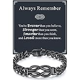 Richsteel Black/Silver Love Knot Infinity Bracelet Gift for Men | 316L Stainless Steel Love Link Forever Promise Gifts for Father's Day Birthday Anniversary Christmas Valentines Wedding