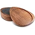 Roonin Mid Century Modern Decor Coasters - MCM Decor - Modern Coaster for Gift Ornaments Home Office - Walnut Coasters for Dr