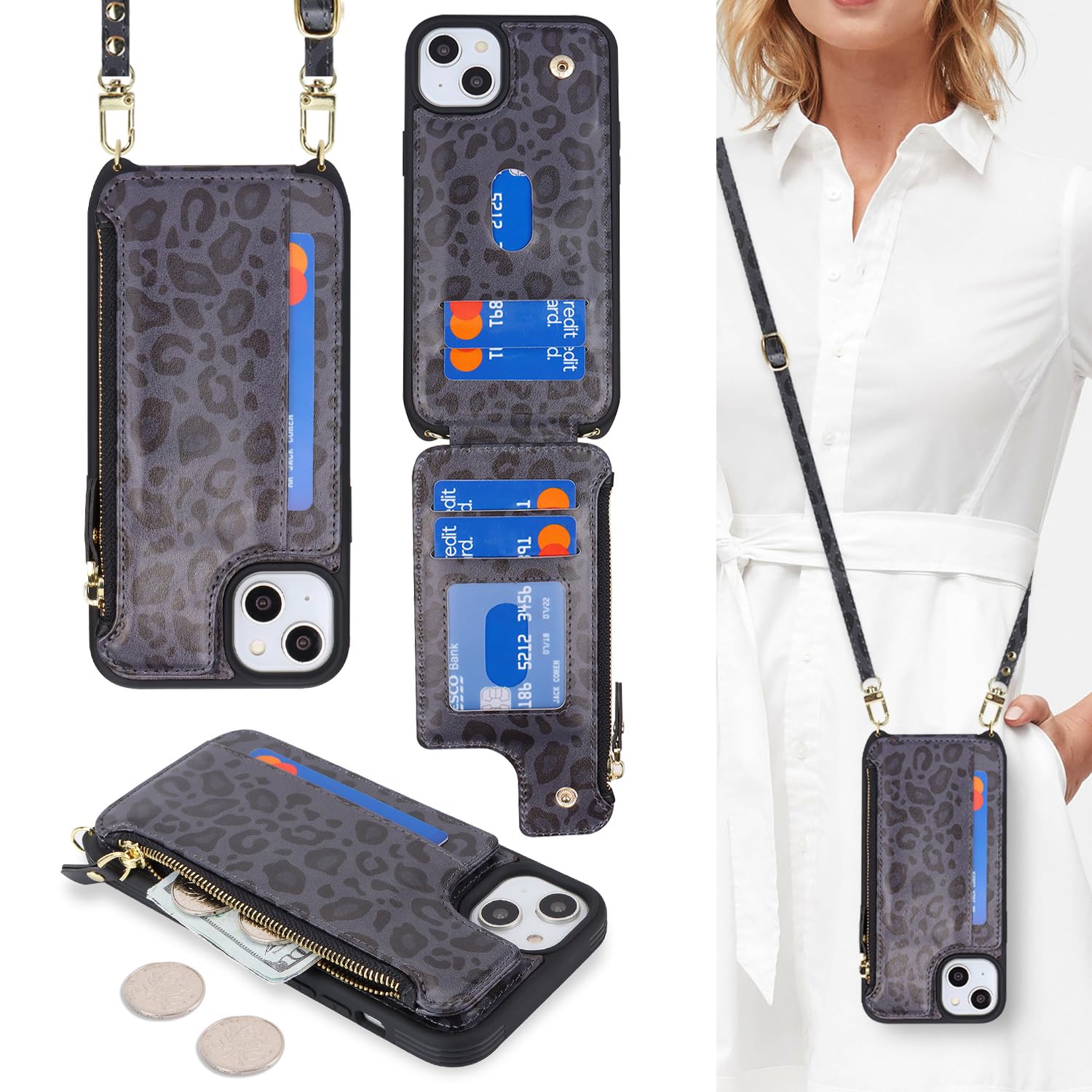 Cavor for iPhone 14 Plus Case with Card Holder,for