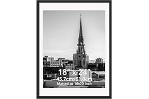 Hoikwo 18x24 Black Picture Frame, Display Pictures 16x20 with Mat or 18x24 Without Mat, 1 Pack 18 by 24 Frame for Wall Hanging