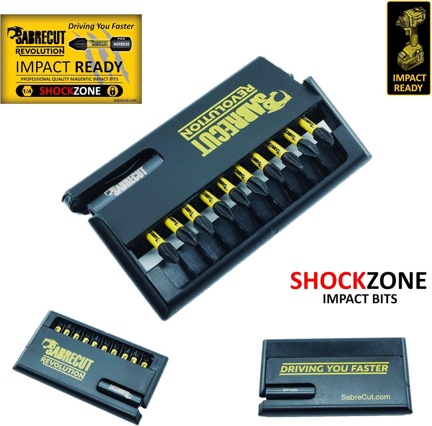 11 Piece SabreCut SCRKB11PH2 Professional Magnetic 32mm PH2 Phillips Impact Bits and 60mm Bit Holder in Storage Box - Image 4