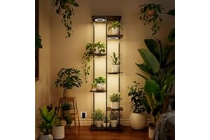 Bstrip Plant Stand Indoor with Grow Lights, 7-Tier Flower Rack, 5-Pack Full Spectrum Lights with Timer, Corner Plant Stand for Indoor Plants, 53" Tall Rectangular Stand for Living Room