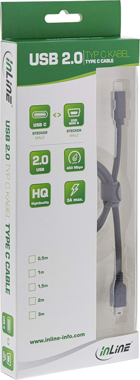 InLine® USB 2.0 cable, Type C Male to Micro B Male (5-Pole), Black black black 0.5 m - Image 3