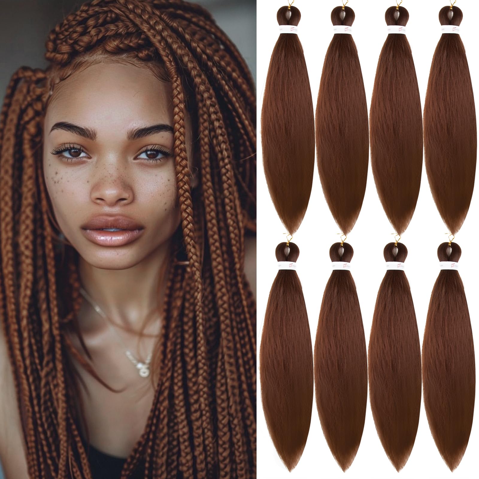 Pre-stretched Braiding Hair Professional Easy Crochet Braid Hair 26 Inch 8 Packs Hot Water Setting Soft Synthetic Braiding Hair Extension for Twist Senegalese Crochet Hair (26 inch, 30#) — image 1
