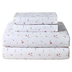 Softan Pink Floral Twin Size Sheet Set, 3 Pieces