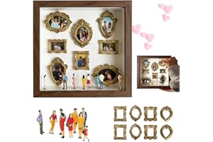DIY Mini Museum Silhouette Box,Shadow Box Frame Display Case,Personalized Photo Boxes 8pcs Mini Museum Figurines Gold Frames,