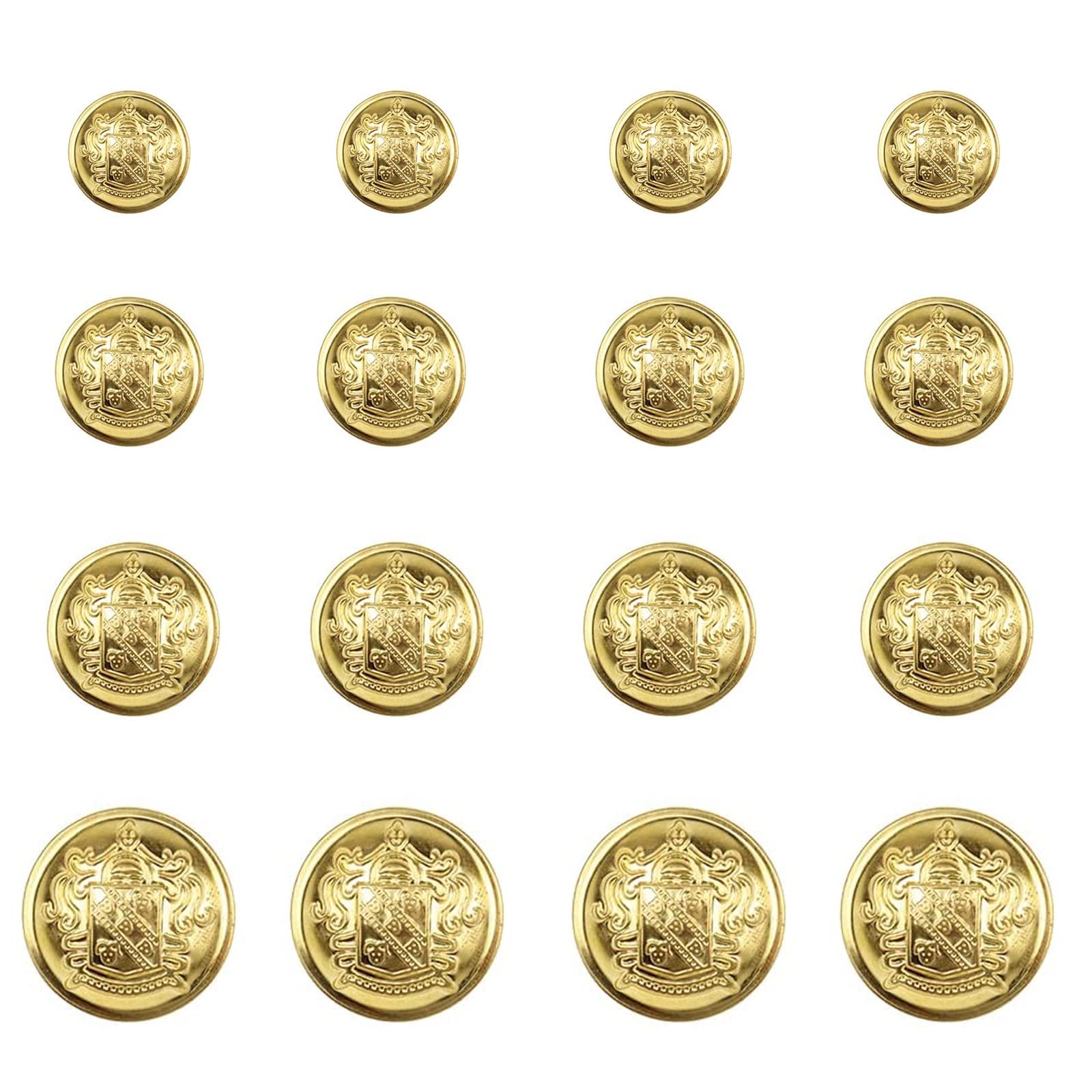 40 Pcs Metal Gold Blazer Button Gold Buttons Round Shaped Metal Button Set for Men Women Blazer Suits Coat Uniform and Jacket 15mm 18mm 20mm 23mm in Diameter