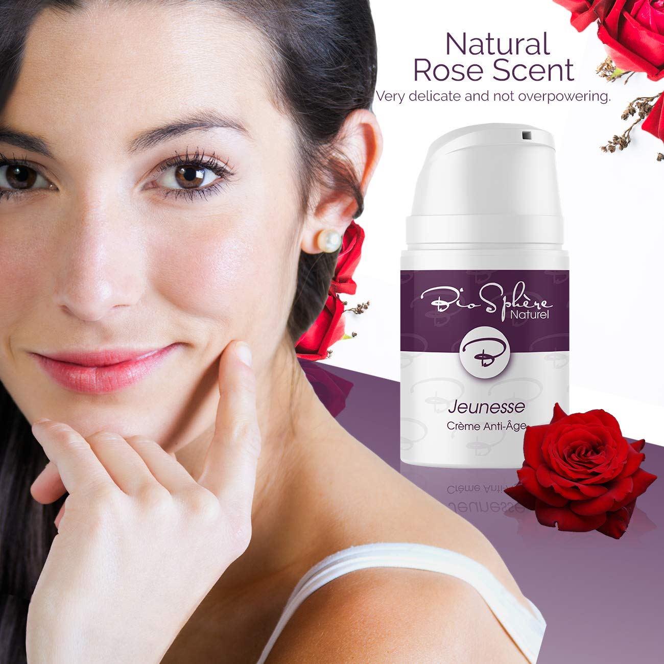 Natural Anti Age Cream for Face with 7x Organic Anti Aging Complex - Organic Face and Neck Cream for Tightening and Wrinkles - Day and Nighttime Moisturizer for Face - Jeunesse by BioSphere Naturel