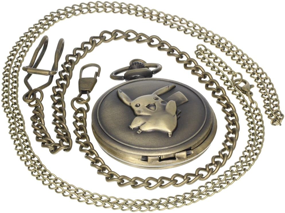 Bronze Vintage Brass Antique Case Pocket Watch Fob Watch for Men Women with 1 PC Necklace Chain 1 PC Clip Key Rib Chain