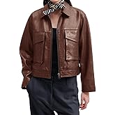 BZB Womens Faux Leather Motorcycle Jacket 2026 Trendy Pockets Bomber Zip Up Cropped Jackets Coat Outerwear