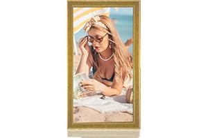 MOUDAMION Wood 20x40 Frame Gold, Ornate Natural 40x20in Poster Picture Frame, Modern Golden 20 x 40inch Gallery Wall Photo Frame with HD Plexiglass, Horizontal Vertical Wall Mounting Display 1pcs