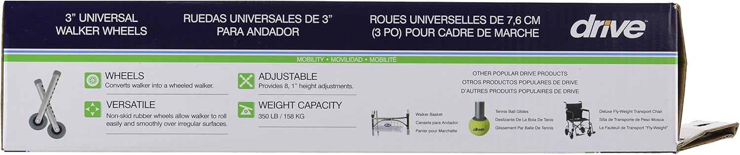 Drive Medical Universal 3" Walker Wheels, Gray: Health & Personal Care