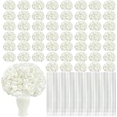 Nagobi 104 PCS White Hydrangea Artificial Flowers, Faux Silk Hydrangeas Flowers Heads with Stems for Wedding Centerpieces Home Garden Baby Shower Party Decoration (Ivory White)