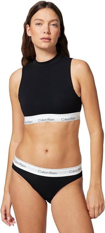 Brassière Femme Lightly Lined avec Col Cheminée, Noir (Black), L