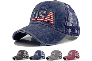 GONOSEED 【4 Colors】 4th of July Hat Baseball Caps 4th of July Accessories Fourth of July Outfits for Women USA Hat