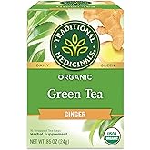 Traditional Medicinals Organic Green Tea Ginger, 16 Tea Bags | Promotes Healthy Digestion, Occasional Nausea &amp; Indigestion Relief, Kosher, Non-GMO