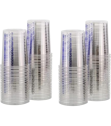 Lot De 100 Gobelets Mélangeurs Jetables En Plastique Transparent Pour Mesurer La Peinture Et Les Fournitures Artistiques En Résine époxy - Mesures Graduées En Ml Et Oz
