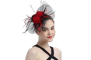 LATIMOON Fascinators for Women Derby Pillbox Hat Cocktail Tea Party Feather Headband