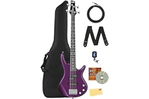 Ibanez GSRM20 SR Gio miKro Short-Scale Bass Guitar - Metallic Purple Bundle with Gig Bag, Tuner, Strap, Instrument Cable, Austin Bazaar Instructional DVD, and Polishing Cloth