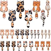 AHANDMAKER 28Pcs Enamel Cat Charms 7 Colors Cute Kitten Charm with Swinging Tails Cartoon Animal Pendants Alloy Animal Pet Dangle Pendants for Jewelry Making DIY Craft Supplies 38x16mm