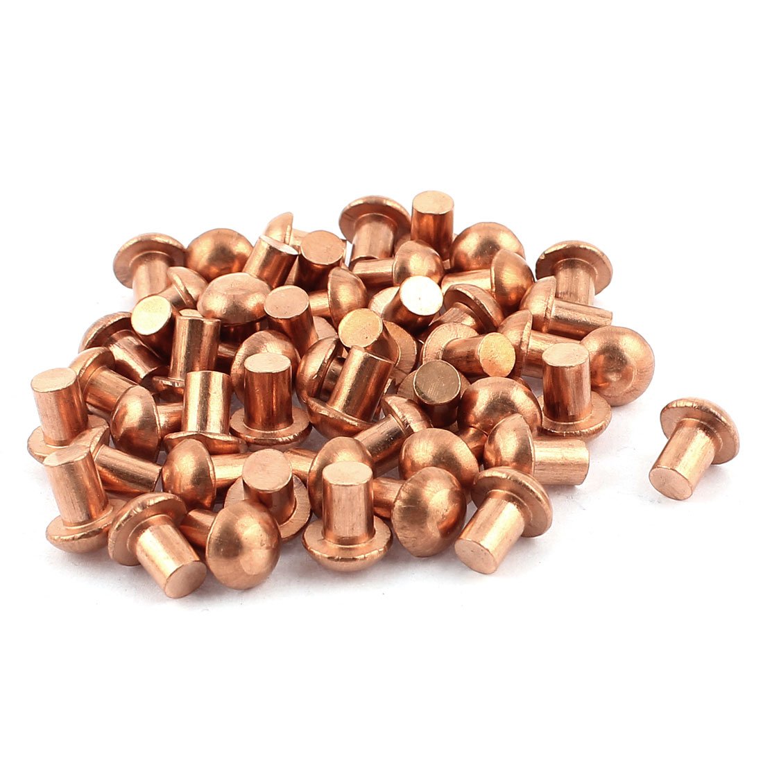 uxcell a15091700ux0465 50pcs 1/4" Dia. 5/16" L Shank Copper Round Head Solid Rivets Fasteners