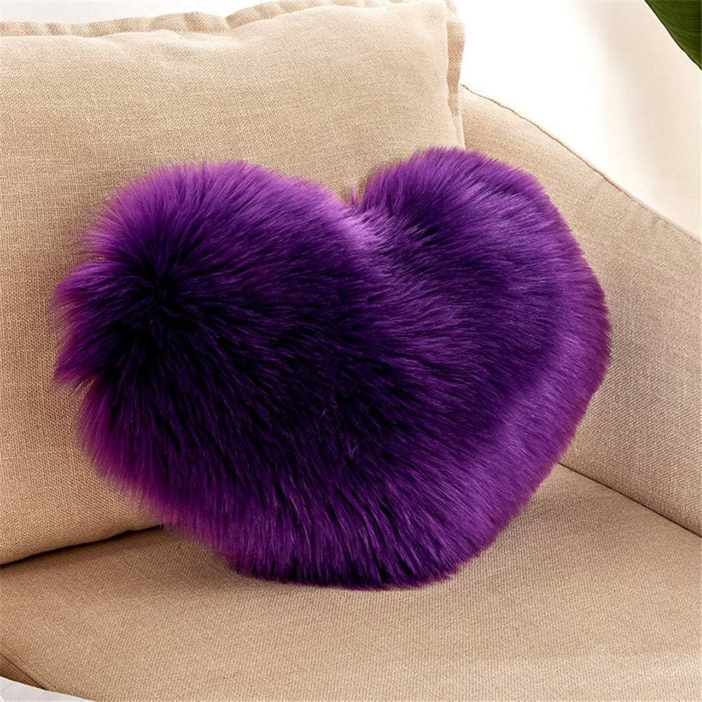 Soft Faux Fur Fleece Cushion Cover Pillowcase Decorative Throw Pillows Covers, No Pillow Insert, 18" x 18" Inch Pillowcase Heart Shape 3