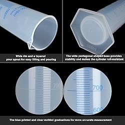 2Pack 1000ml Plastic Graduated Cylinder, 2-Sided