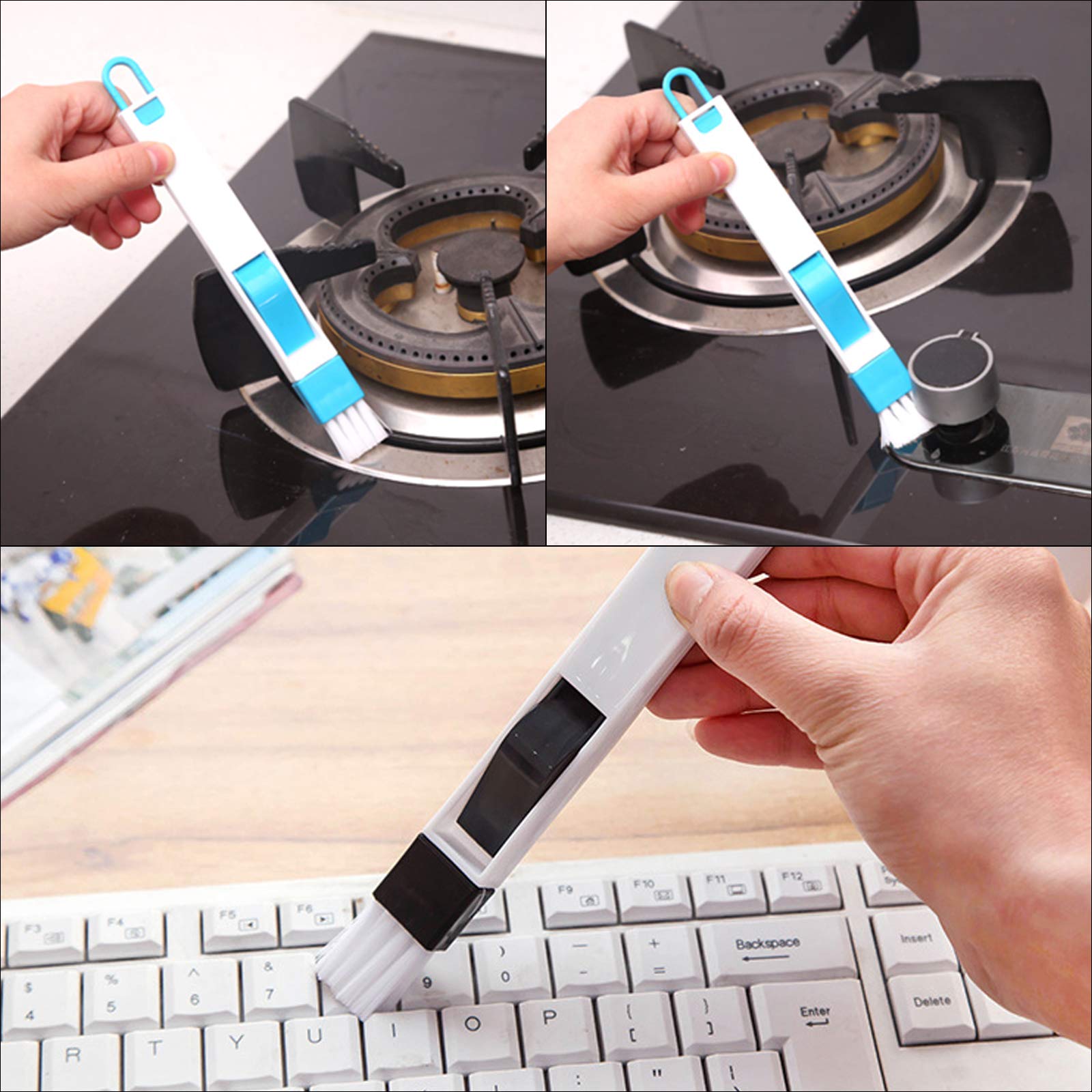 TAZEMAT 5 Stücke Nut Reinigungsbürsten Fenster Gap Groove Reinigungsbürste mit Transparenter Haken Reinigungsbürsten für Türen Fenster Jalousie Klimaanlage Tastatur