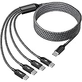 USB C Splitter Multi Charging Cable, Dual Type C Charger Cord,4 in 1 Multiple Nylon Braided Cable with 4 Type-C Connectors Compatible with iPhone 17 16 Pro Max/Tablets/Google-1Pack 5FT.