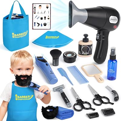 Sanlebi Barber Shop for Kids Role Play Set 21 Pcs Hair Salon Toy 3+