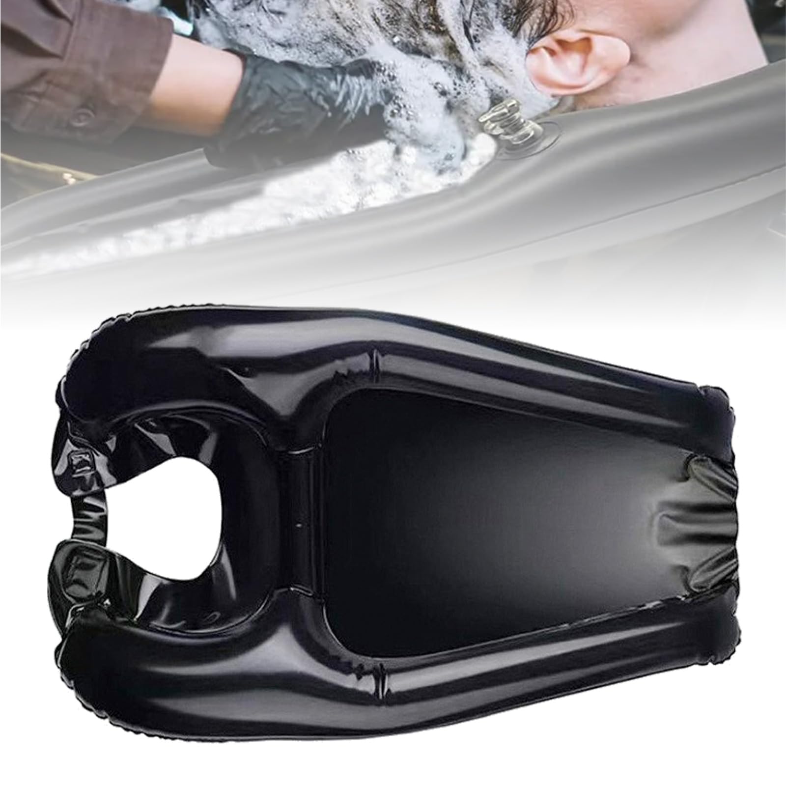 Yetaha Inflatable Hair Washing Basin, 24inch Portable Hair Washing Tray, Black Hair Wash Headrest, Aid for Disabled Elderly Injured Pregnant People Kids