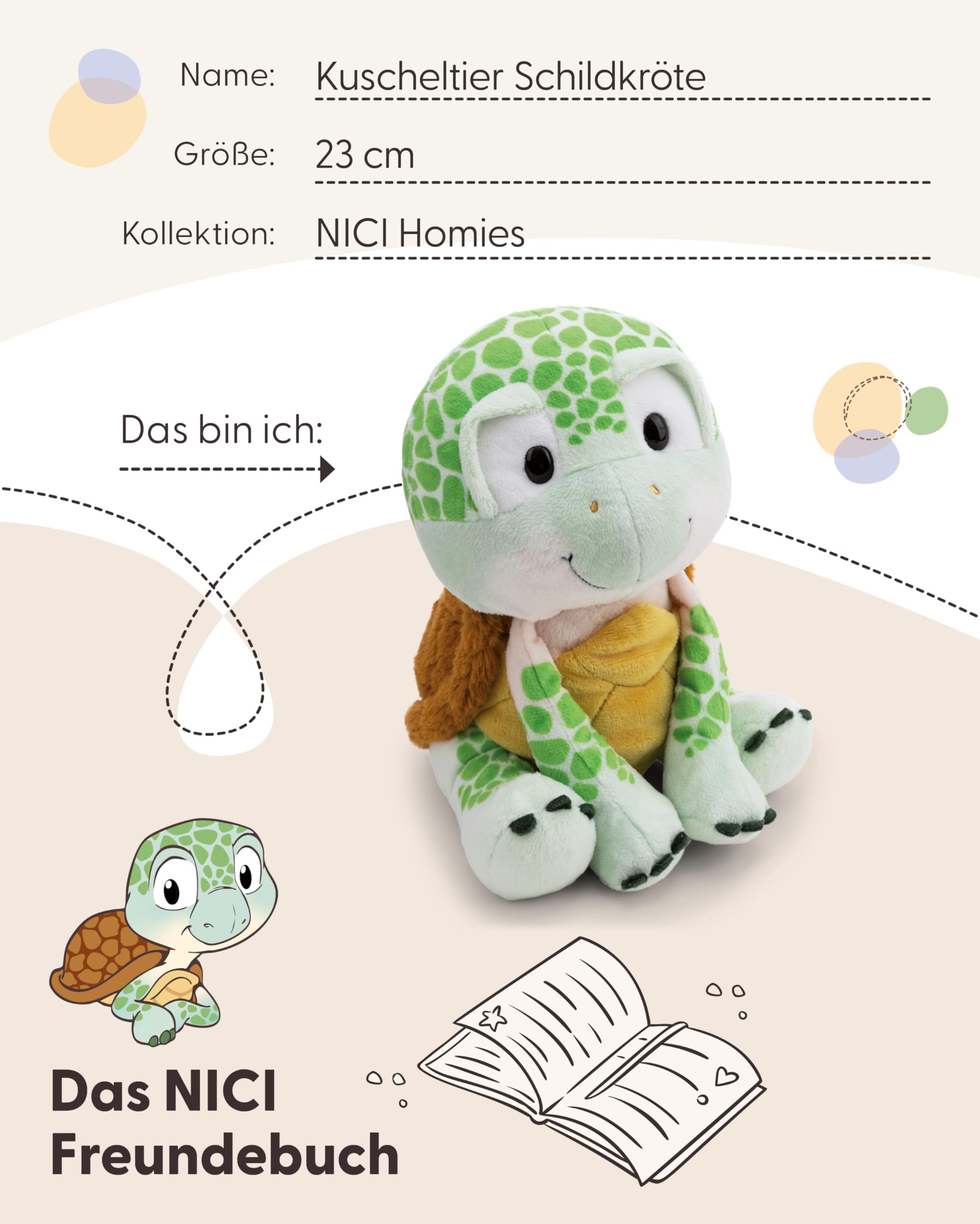 NICI Kuscheltier Schildkröte 23cm - grün - Stofftier aus weichem Plüsch, niedliches Plüschtier zum Kuscheln und Spielen, für Kinder & Erwachsene, tolle Geschenkidee - 63069 6