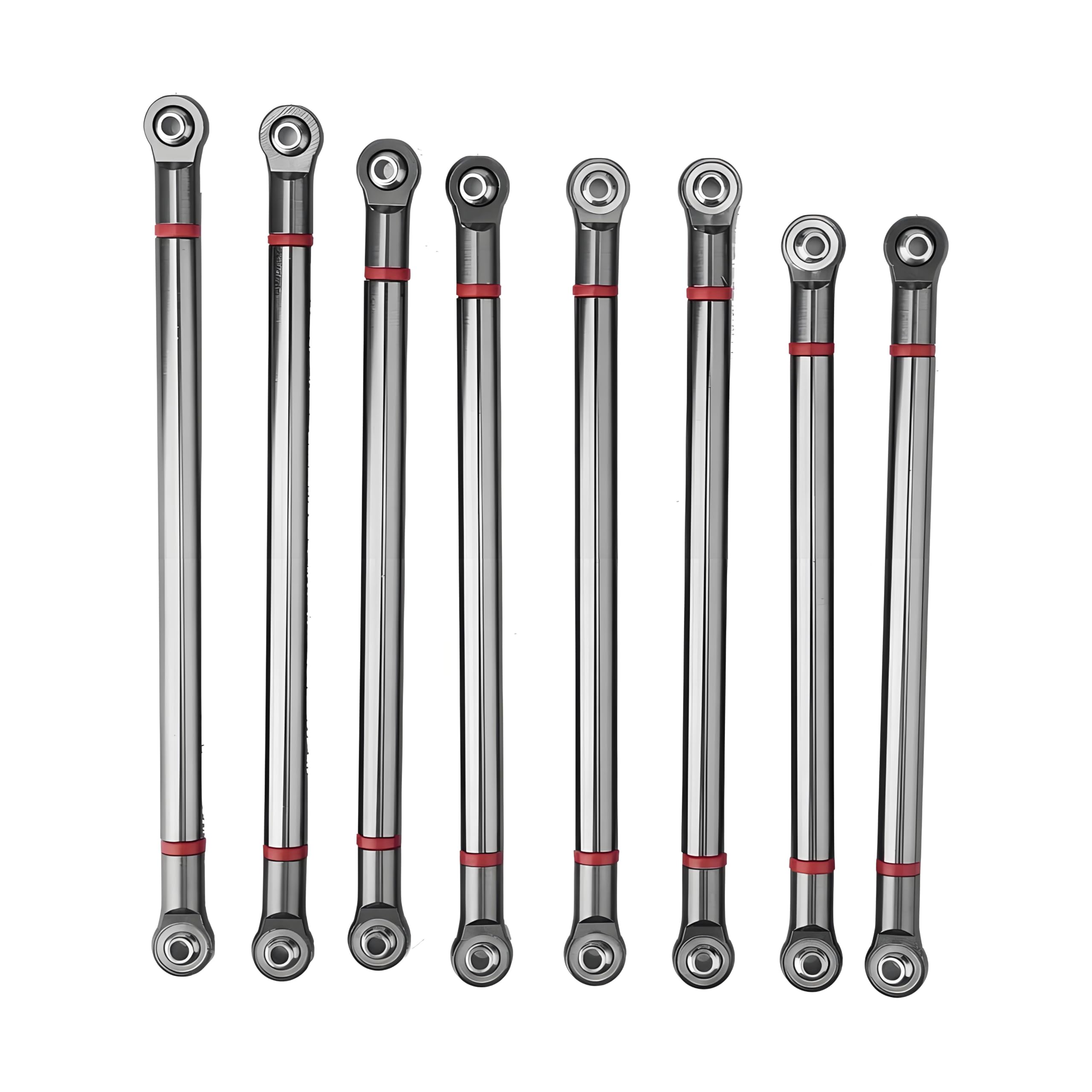 RC Car Chassis Link Rod, 8 Pcs Aluminum Alloy Chassis Link Rod for SCX10 1/10 Scale 313mm Wheelbase RC Crawler Car(Titanium Color)