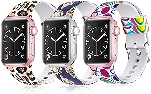 Moretek Colorful band Compatible for Apple Watch 38mm 42mm 40mm 44mm,Soft Silicone Sport Replacement Strap for iWatch Series 5 4 3 2 1, Nike+, Edition Women Men (Pack 1, 38/40mm)