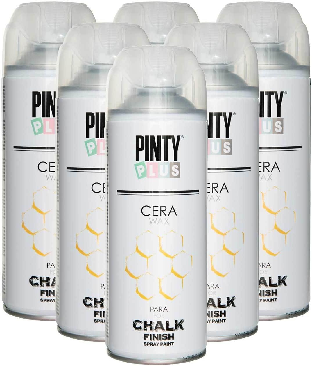 Pintyplus Chalk Finish Spray Paint, Eco Friendly, Water Based, Fast Dry, Superior Coverage, 400 ml, Case of 6, Wax Topcoat