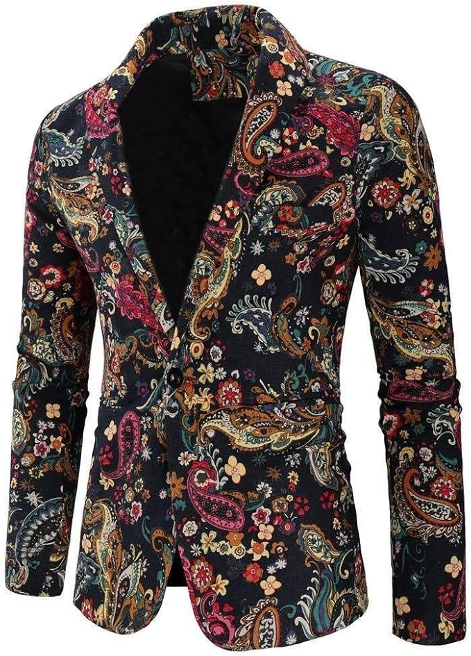 Men's Trench Coat Blazer Suit Jacket Print Colorful Funky Casual Feast