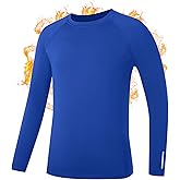RIKUAOU Youth Boys Thermal Compression Shirts, Fleece Lined Long Sleeve Undershirt, Athletic Base Layer Top Soccer Football