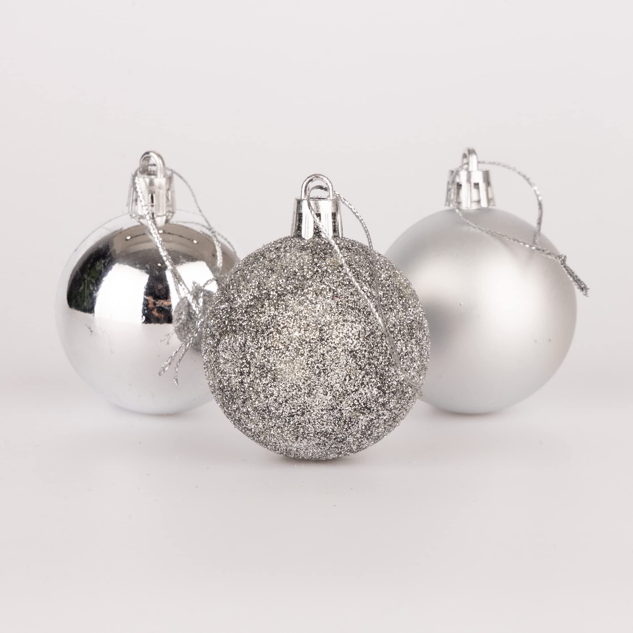 50mm/18Pcs Christmas Baubles Shatterproof Silver, Christmas Tree Decorations Ball Ornaments Balls Xmas Hanging Decorations Holiday Decor - Shiny,Matte,Glitter