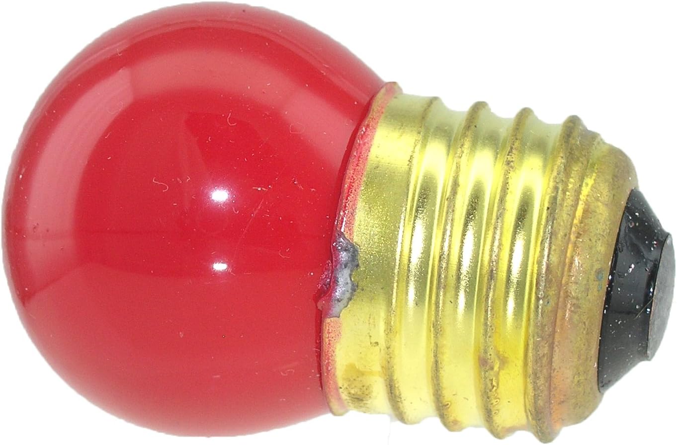 Novelty Lights, 7.5-S11 Commerical Grade S11 Ceramic Replacement Bulbs, E26 Medium Base, 7 Watt, 25 Pack (Red)