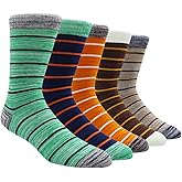 TOEJYJ Mens Fun Dress Socks, Pattern Funny Casual Socks Pack, Colorful Striped Cotton Novelty Socks Size 10-13