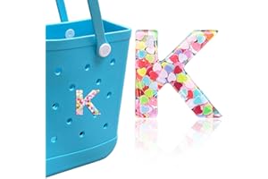 HLUWA Letter Charms for Bogg and Simply Southern Bags - Alphabet Sequin Lettering Accessories, Insert Decorative Letters for Handbag, Beach Tote