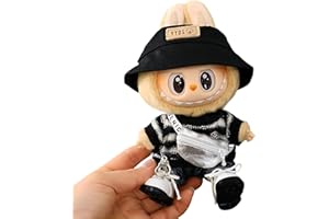 XINBALOVE Doll Clothes Compatible with 15cm & 17cm Labubu, Fashion Doll Dress Casual Wear Outfit Set 5 Pieces Suitable for La bubu Accessories, Dress Up Hats Clothes for Labubu Doll(No Doll)