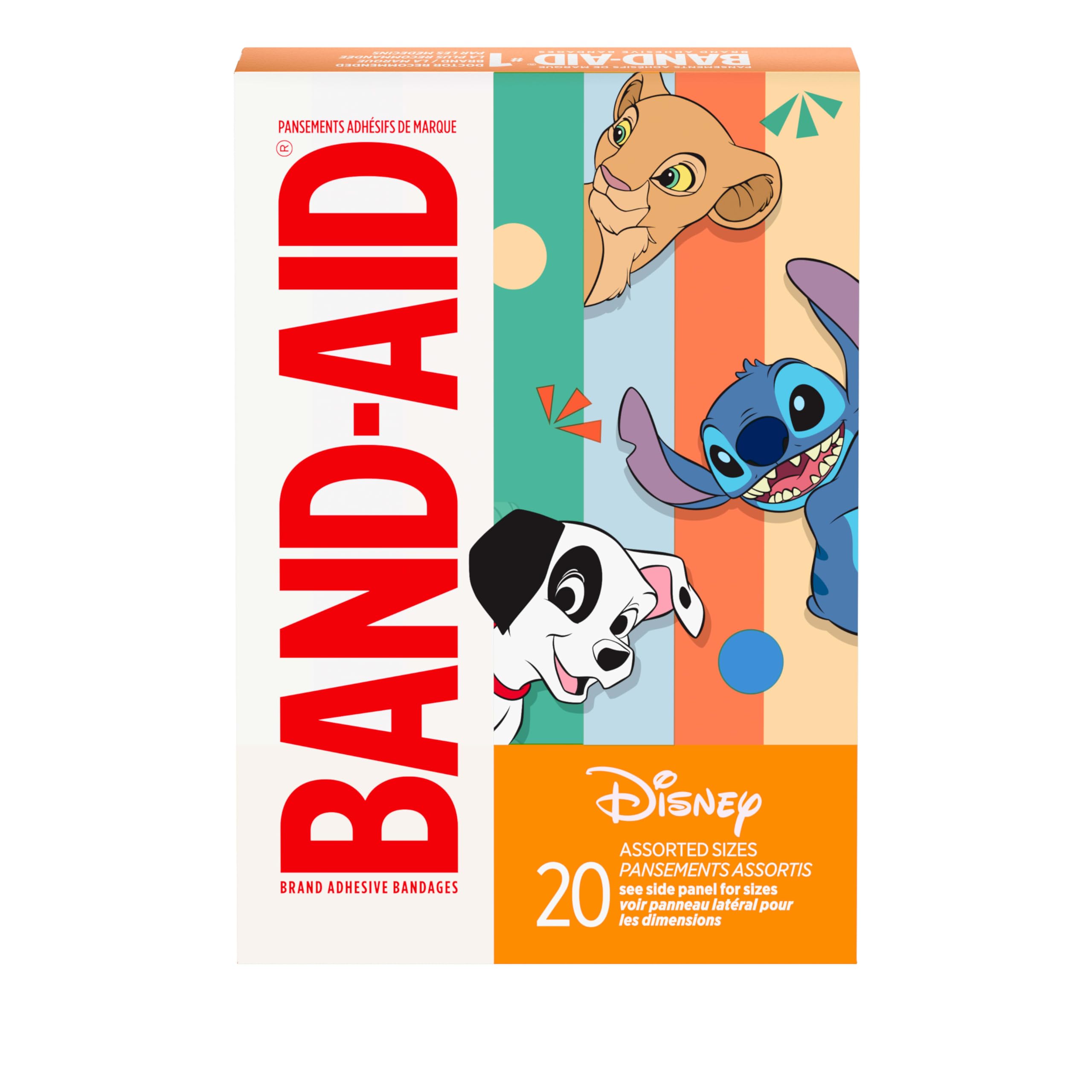 BAND-AID Brand Adhesive Children's Bandages for Minor Cuts & Scrapes, Wound Care Featuring Classic Disney Characters, Fun Bandages for Kids and Toddlers, Assorted Sizes, 20 ct