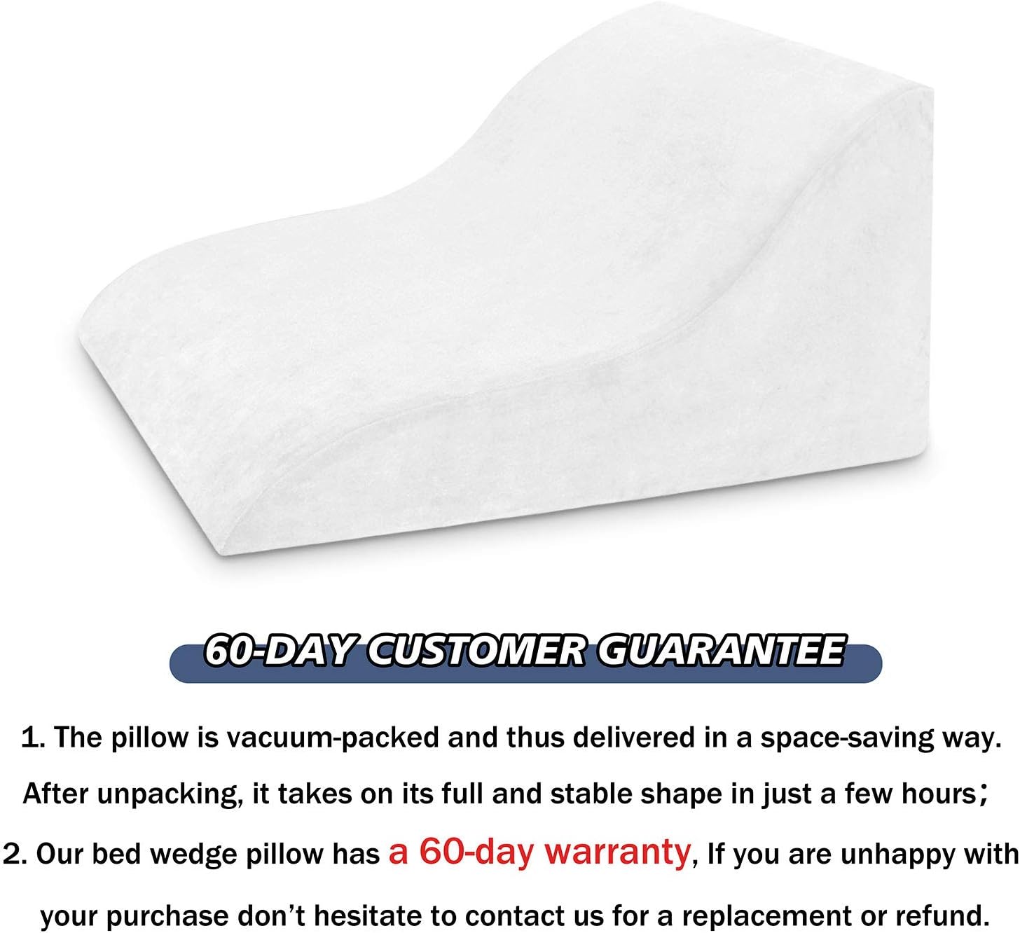 Bed Wedge Pillow - Helps with Acid Reflux, Gerd, Heartburn, Back & Knee Pain - Positioner Supportive Foam Pillow for Sleeping - with Washable Cover: Health & Personal Care